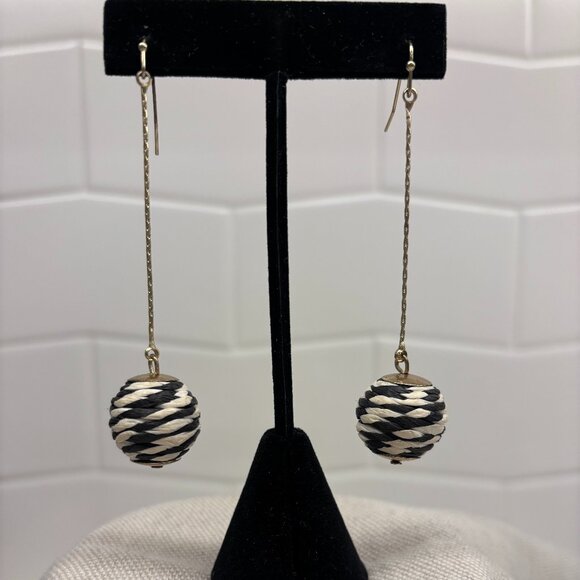 Paper Lantern Dangle Earrings - Black and White - Picture 1 of 5